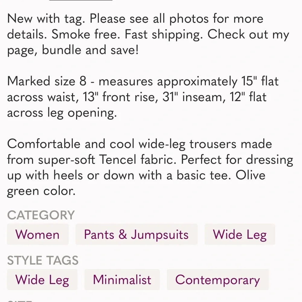 Vetta Capsule Wide Leg Trousers, Shorts & Crop Olive (Limited Edition) - Picture 14 of 14